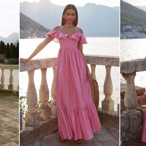 BRAND NEW PINK MAXI DRESS - AUTHENTIC ALAMOURTHELEBEL HALIMA DRESS - XS (US 2)